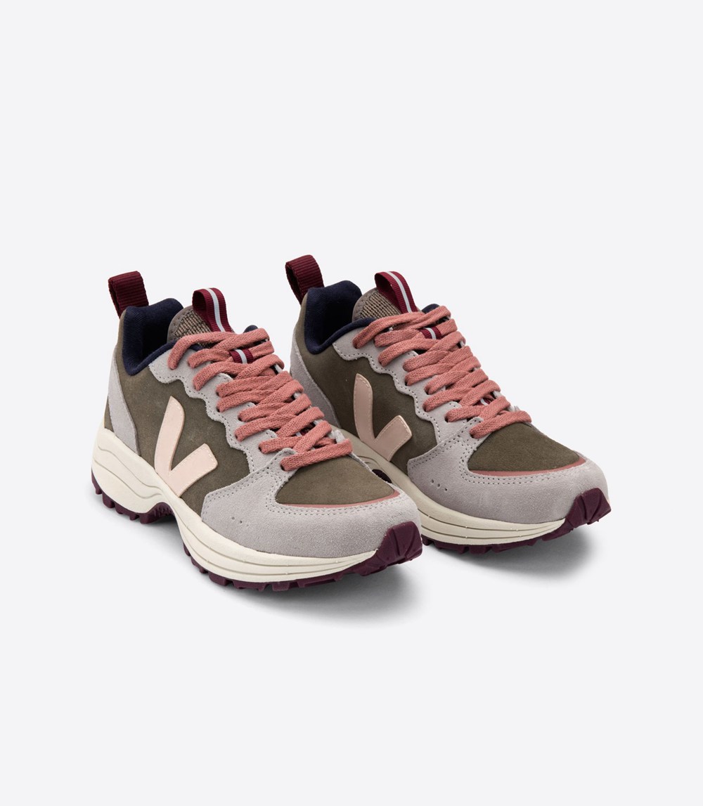 Veja Sneakers Dam - Venturi Suede - Olivgröna/Grå/Rosa - 708451-XTL